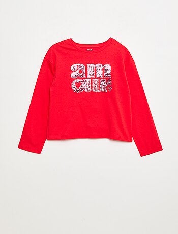 T-shirt a maniche lunghe con paillettes