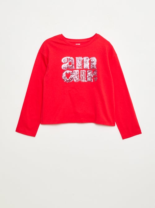T-shirt a maniche lunghe con paillettes - Kiabi