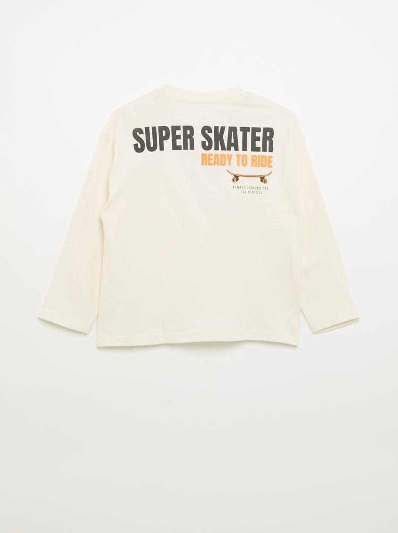 T-shirt a maniche lunghe con patch davanti e dietro Bianco - Kiabi