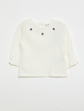 T-shirt a maniche lunghe con polsini a volant