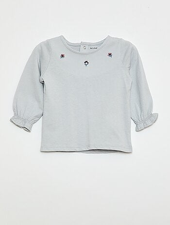 T-shirt a maniche lunghe con polsini a volant