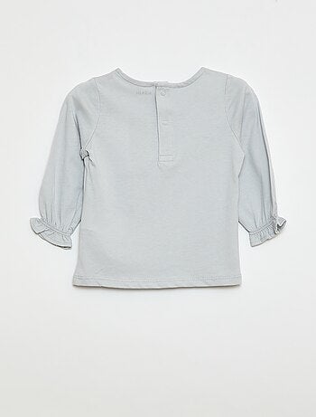 T-shirt a maniche lunghe con polsini a volant