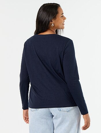 T-shirt a maniche lunghe con scollo a V