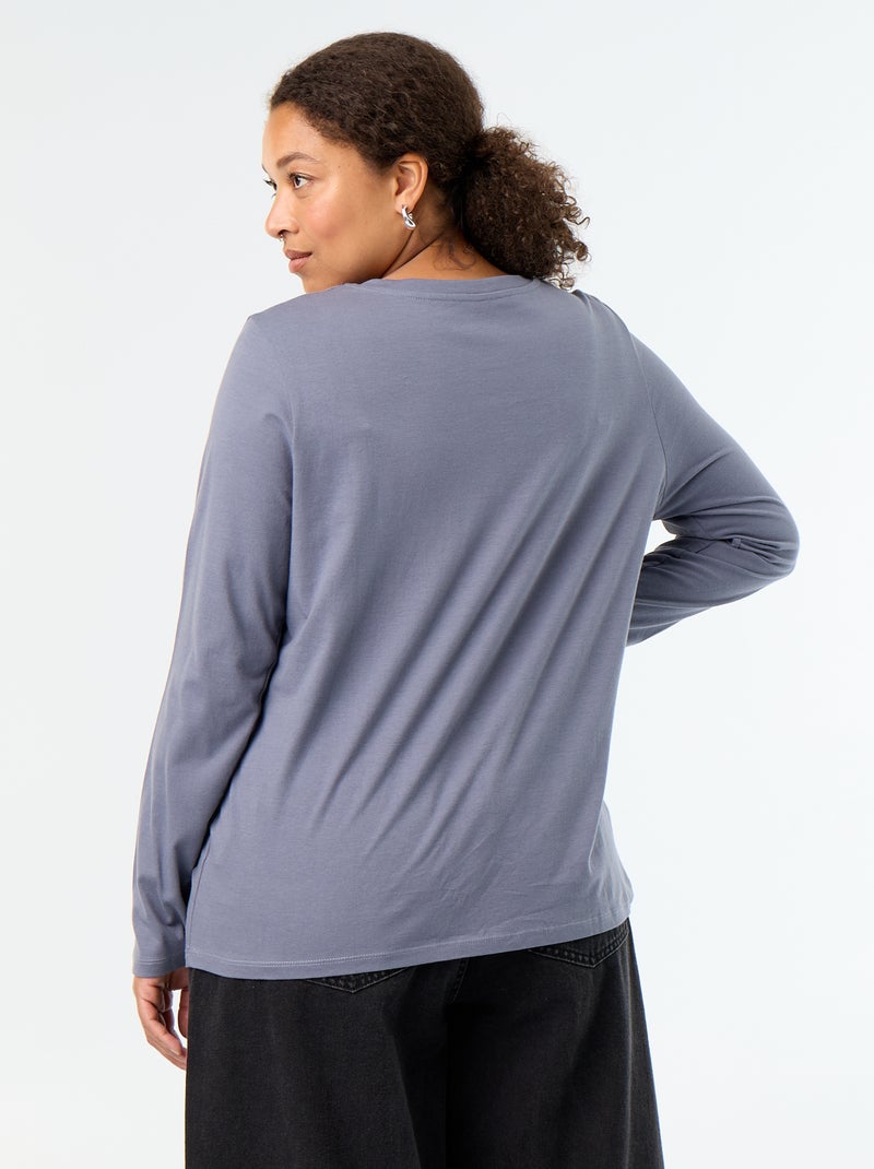 T-shirt a maniche lunghe con scollo a V Grigio - Kiabi