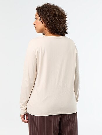 T-shirt a maniche lunghe con scollo a V