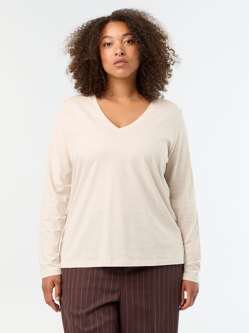 T-shirt a maniche lunghe con scollo a V - Kiabi