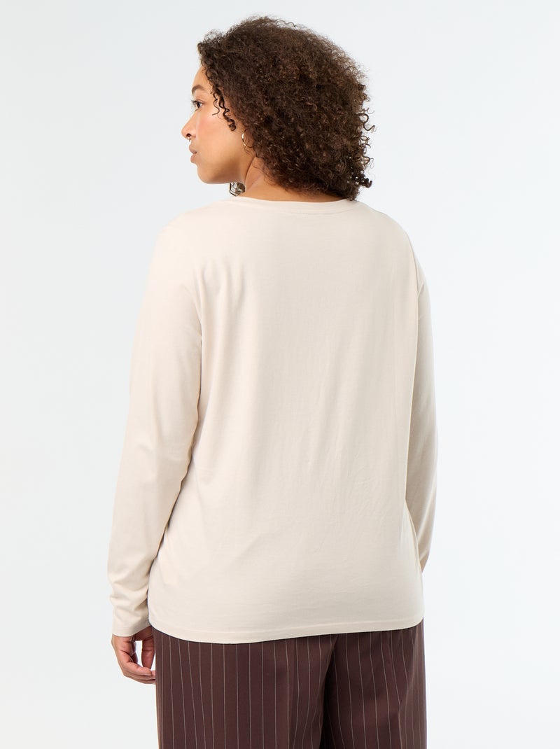 T-shirt a maniche lunghe con scollo a V Grigio - Kiabi