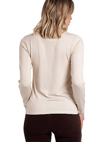 T-shirt a maniche lunghe con scollo a V in raso da donna ADMAS