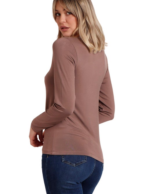T-shirt a maniche lunghe con scollo a V in raso da donna ADMAS - Kiabi