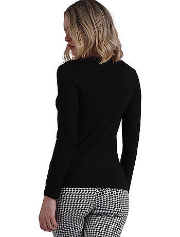 T-shirt a maniche lunghe con scollo a V in raso da donna ADMAS