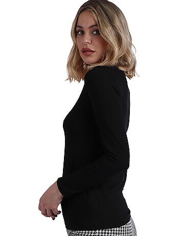 T-shirt a maniche lunghe con scollo a V in raso da donna ADMAS
