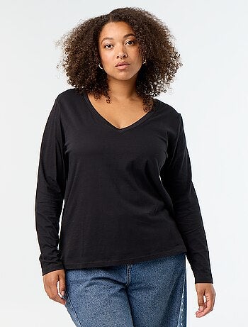 T-shirt a maniche lunghe con scollo a V