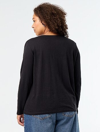 T-shirt a maniche lunghe con scollo a V