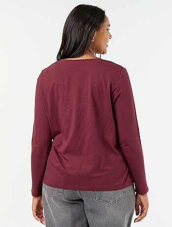 T-shirt a maniche lunghe con scollo a V