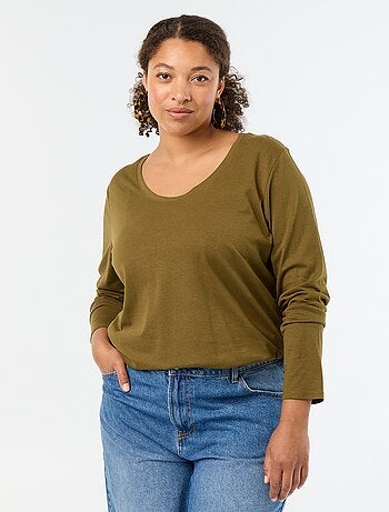 T-shirt a maniche lunghe con scollo rotondo