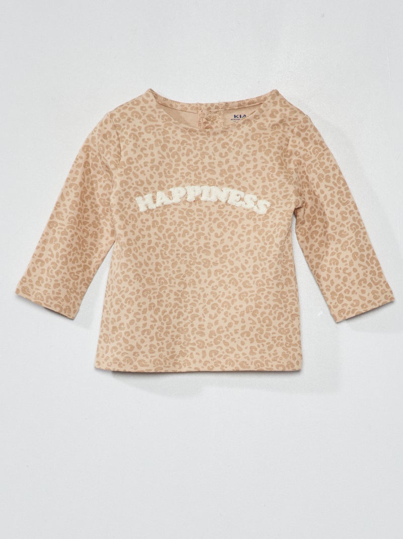 T-shirt a maniche lunghe con stampa BEIGE - Kiabi