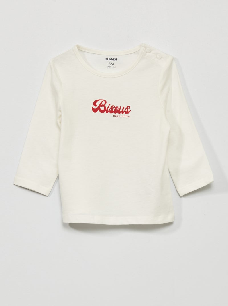 T-shirt a maniche lunghe con stampa BIANCO - Kiabi