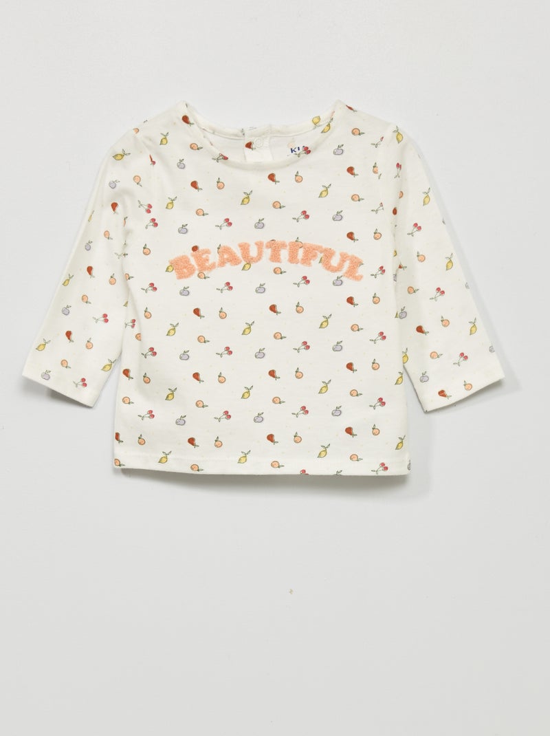 T-shirt a maniche lunghe con stampa BIANCO - Kiabi