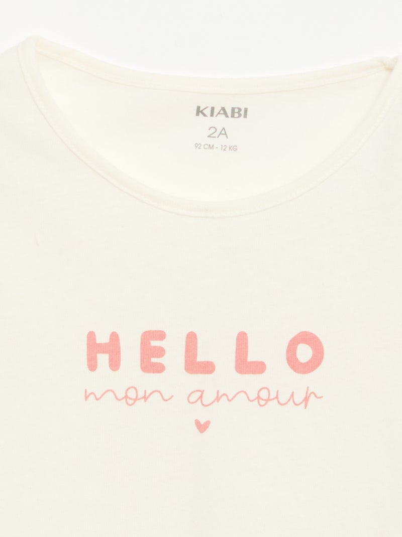 T-shirt a maniche lunghe con stampa Bianco - Kiabi
