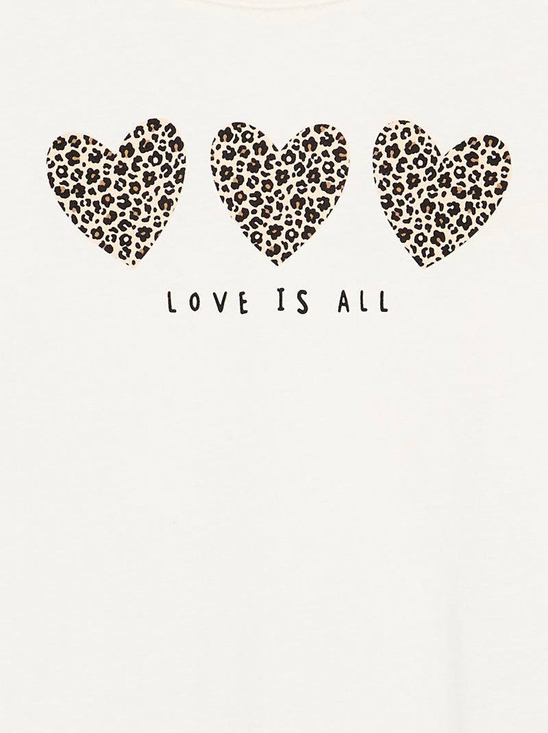 T-shirt a maniche lunghe con stampa Bianco - Kiabi