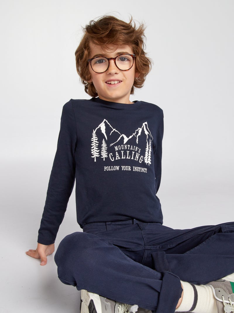 T-shirt a maniche lunghe con stampa BLU - Kiabi