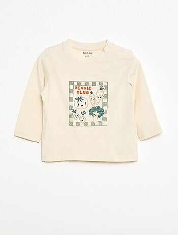 T-shirt a maniche lunghe con stampa e ricamo