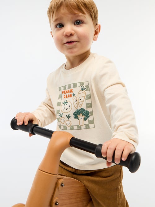 T-shirt a maniche lunghe con stampa e ricamo - Kiabi