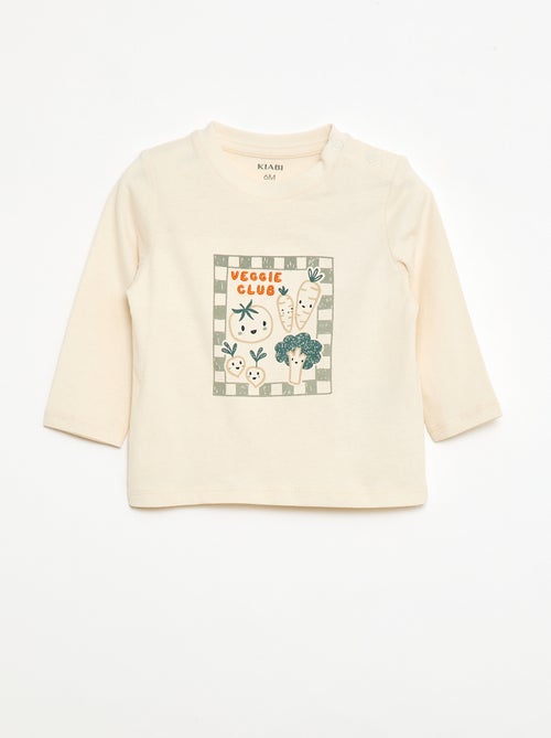 T-shirt a maniche lunghe con stampa e ricamo - Kiabi