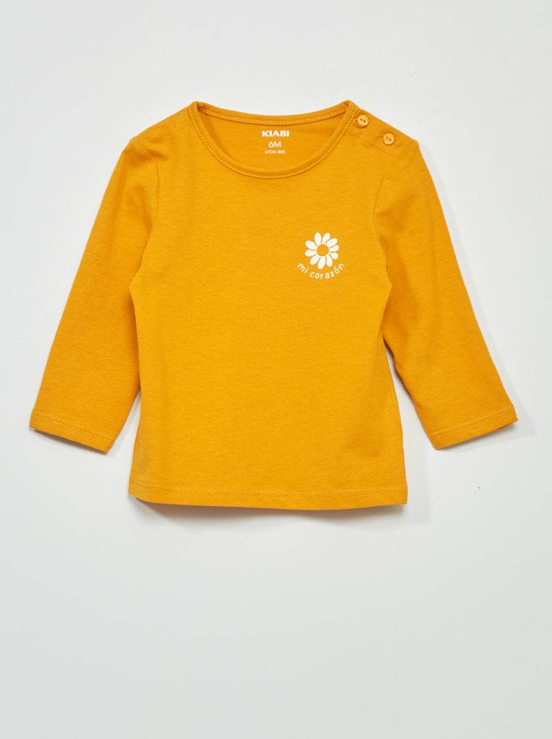 T-shirt a maniche lunghe con stampa GIALLO - Kiabi