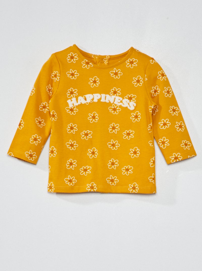 T-shirt a maniche lunghe con stampa GIALLO - Kiabi