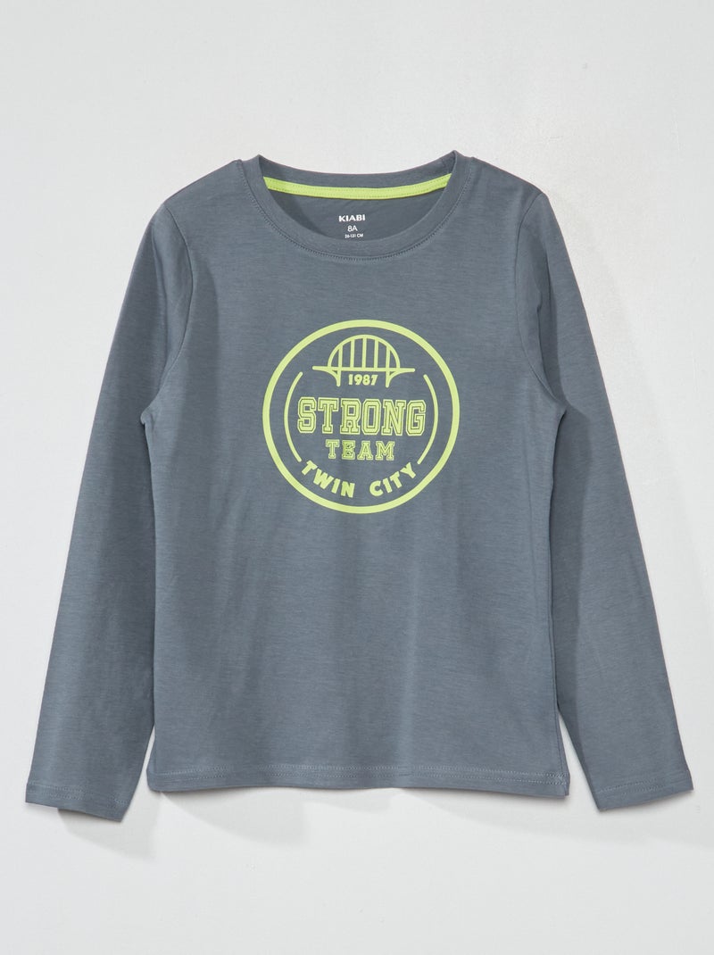T-shirt a maniche lunghe con stampa GRIGIO - Kiabi