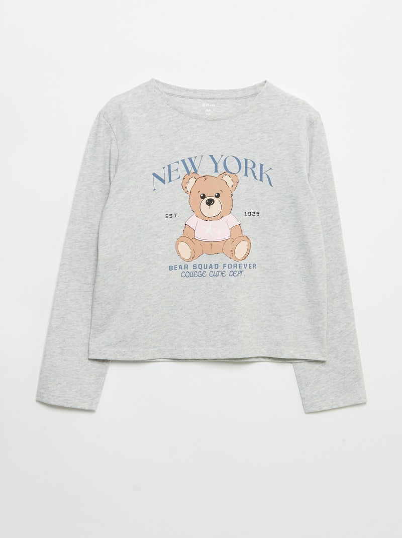 T-shirt a maniche lunghe con stampa Grigio - Kiabi