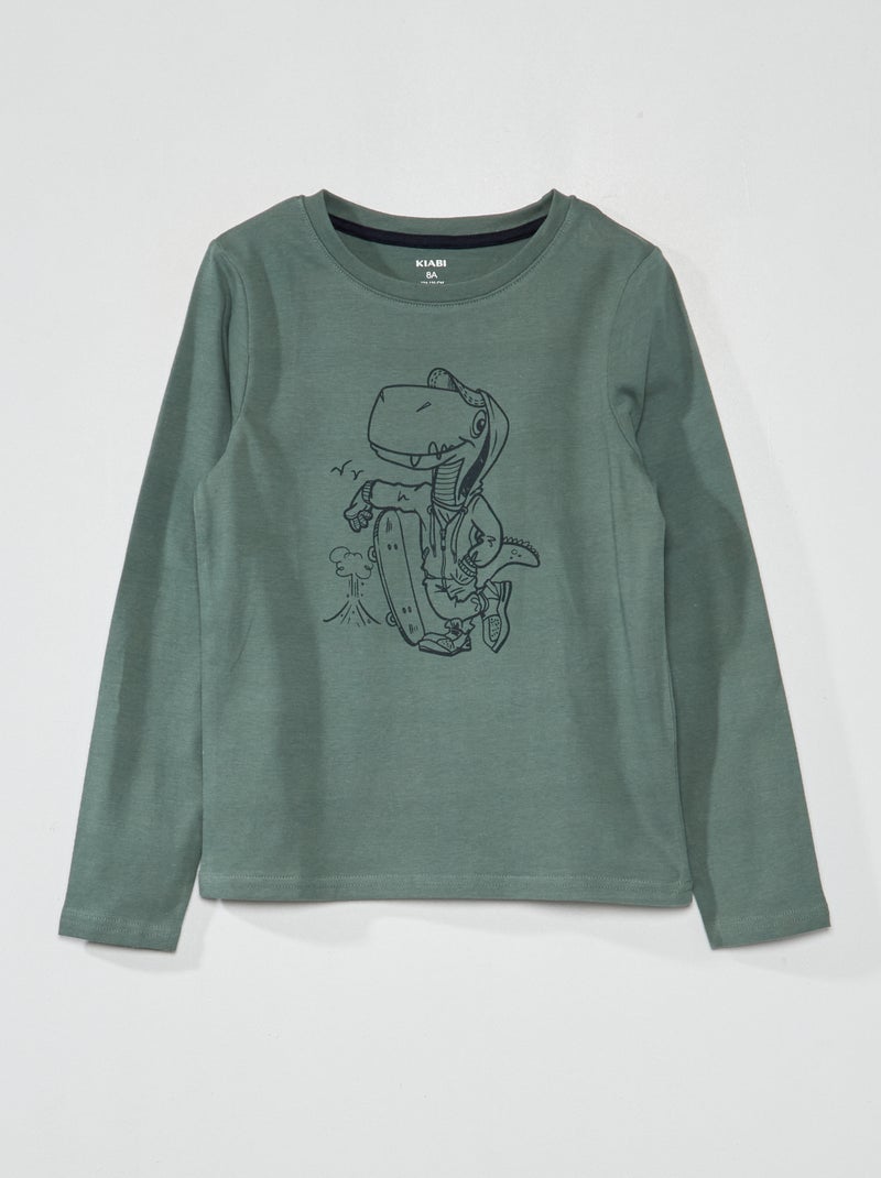 T-shirt a maniche lunghe con stampa KAKI - Kiabi