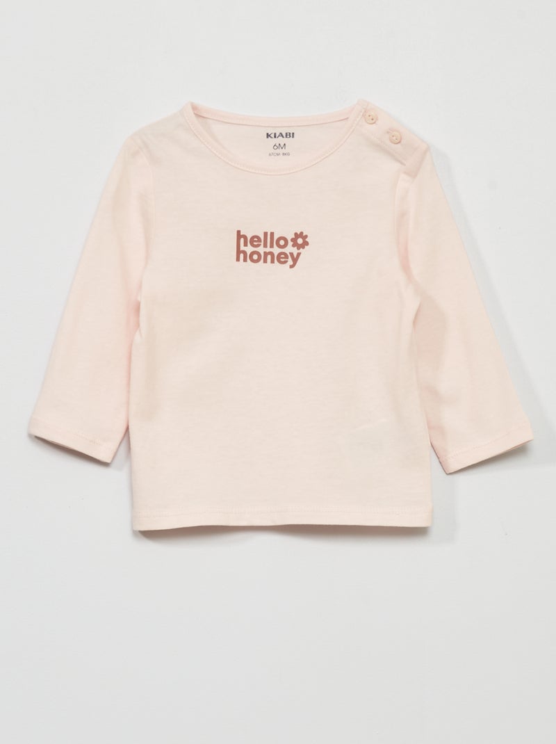 T-shirt a maniche lunghe con stampa ROSA - Kiabi