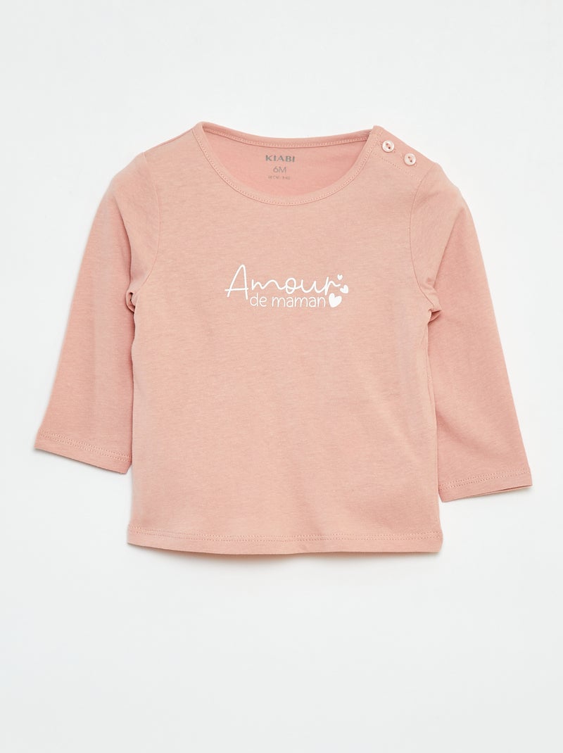 T-shirt a maniche lunghe con stampa Rosa - Kiabi