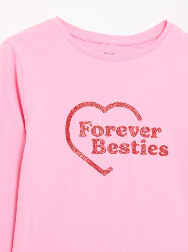 T-shirt a maniche lunghe con stampa Rosa - Kiabi