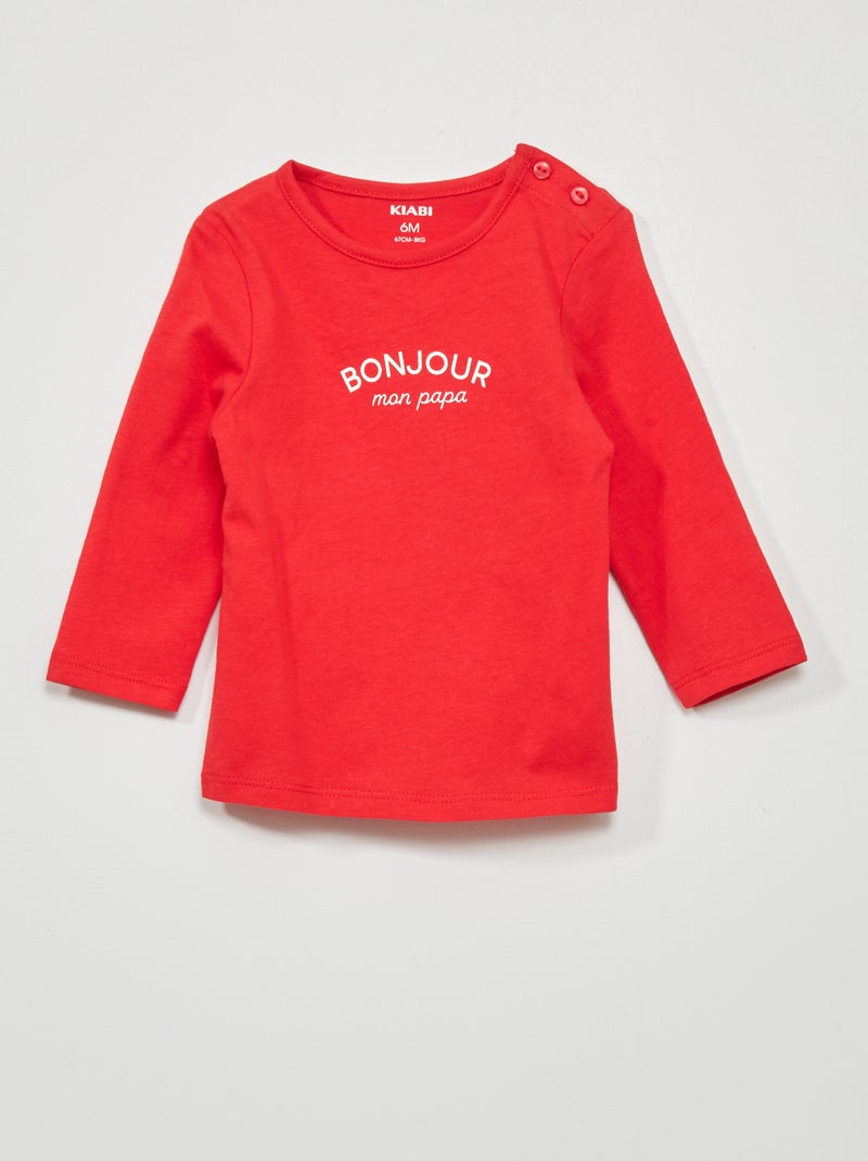 T-shirt a maniche lunghe con stampa ROSSO - Kiabi