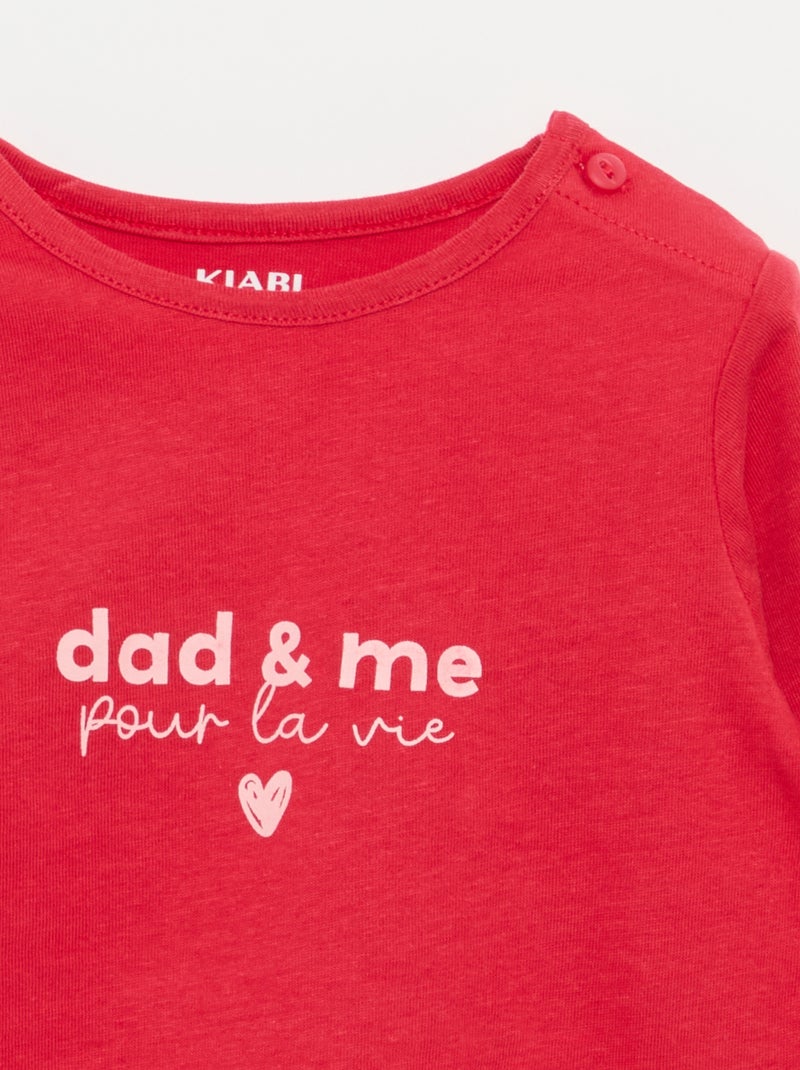 T-shirt a maniche lunghe con stampa Rosso - Kiabi