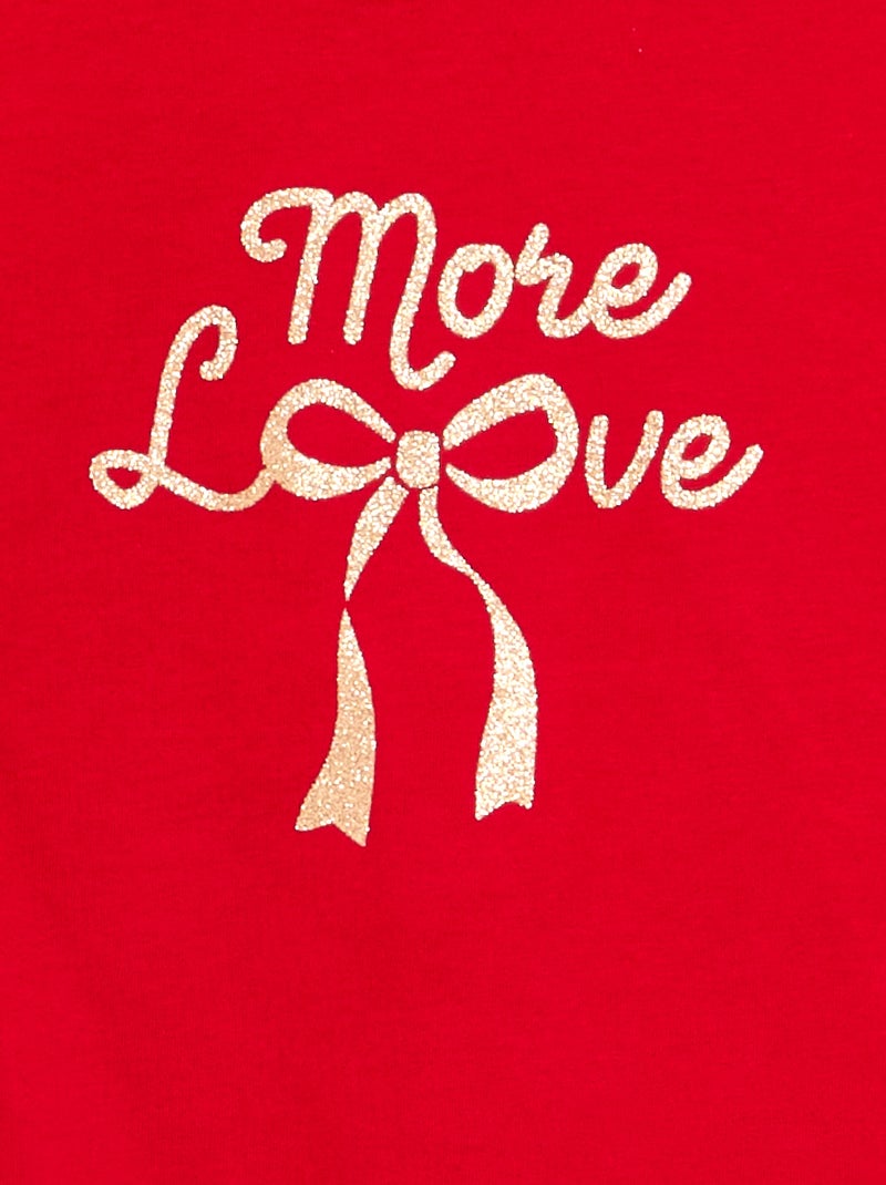 T-shirt a maniche lunghe con stampa Rosso - Kiabi