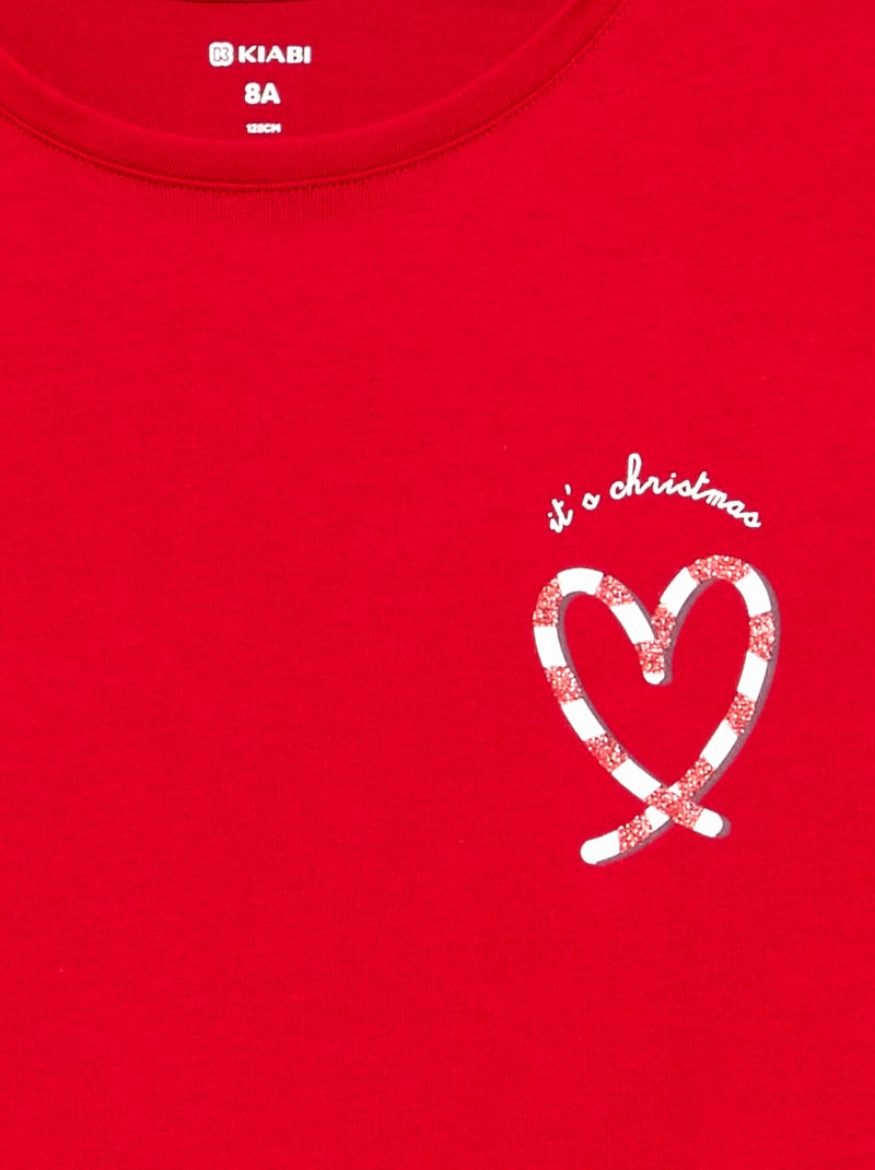 T-shirt a maniche lunghe con stampa Rosso - Kiabi