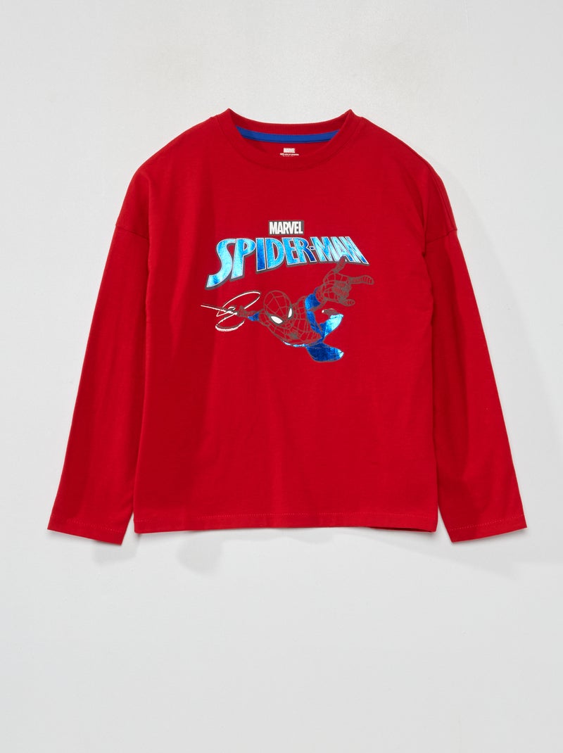 T-shirt a maniche lunghe con stampa 'Spider-Man' ROSSO - Kiabi