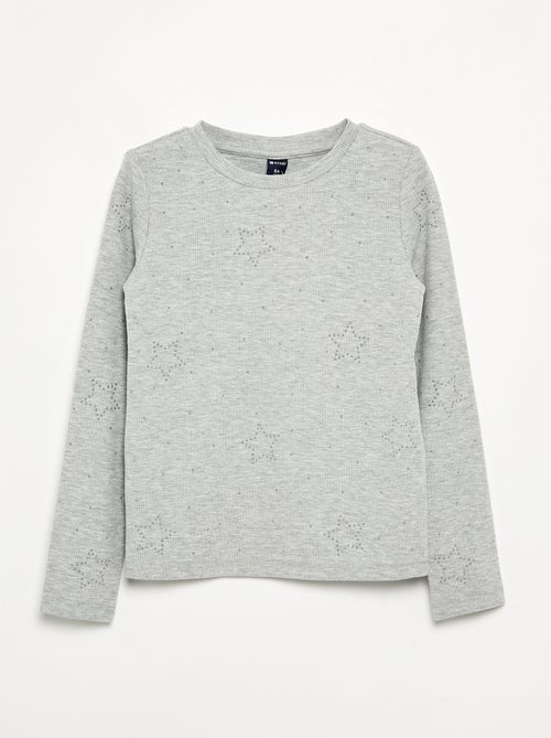 T-shirt a maniche lunghe con strass - Kiabi