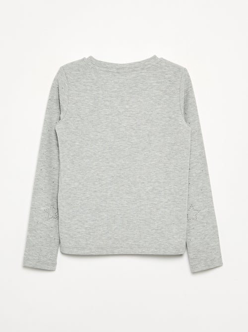 T-shirt a maniche lunghe con strass - Kiabi