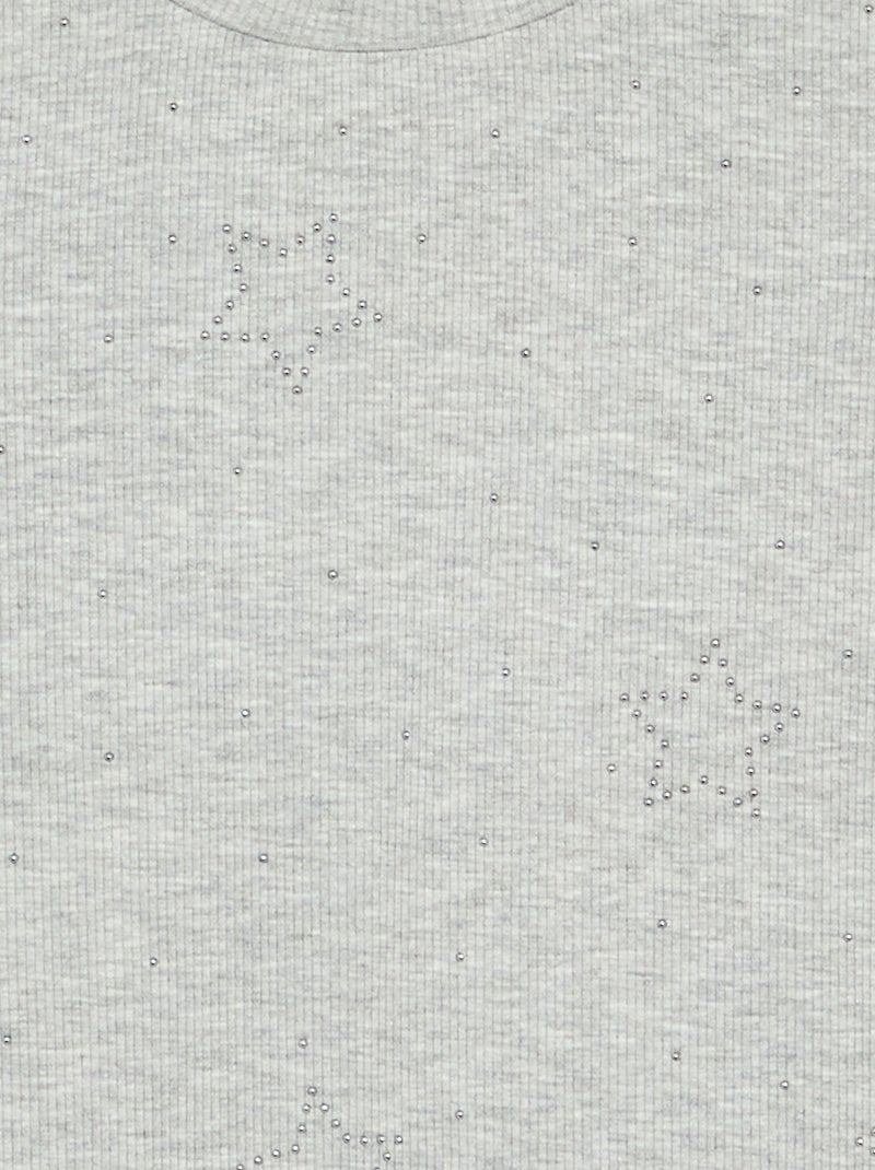 T-shirt a maniche lunghe con strass Grigio - Kiabi