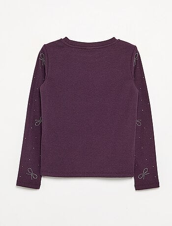 T-shirt a maniche lunghe con strass