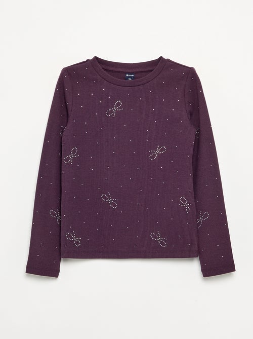 T-shirt a maniche lunghe con strass - Kiabi