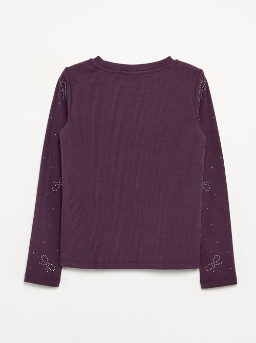 T-shirt a maniche lunghe con strass - Kiabi