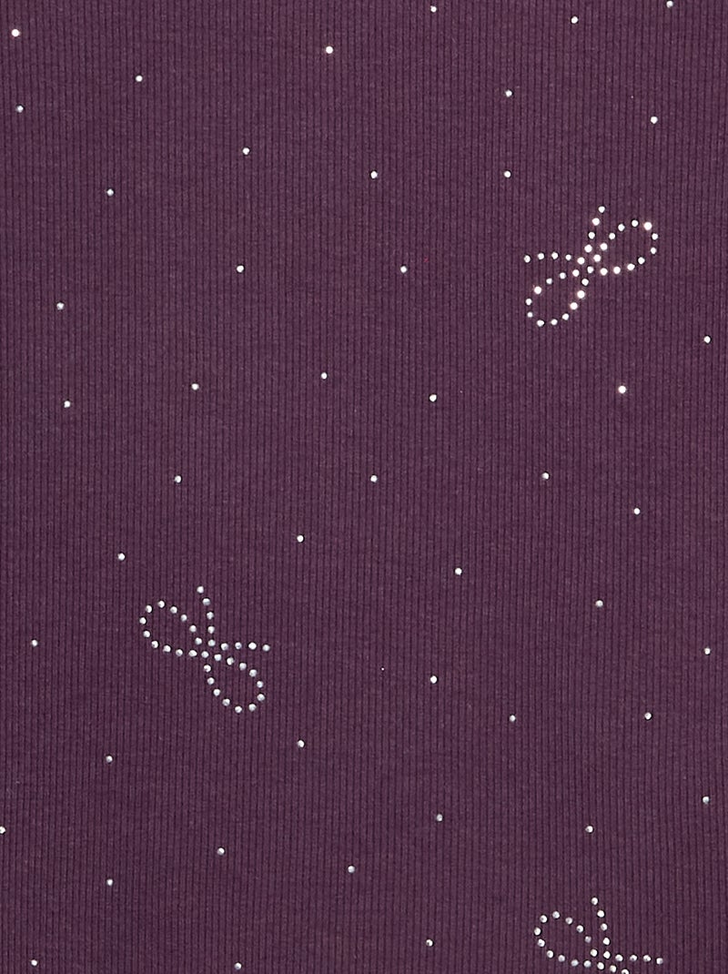 T-shirt a maniche lunghe con strass Viola - Kiabi
