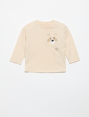 T-shirt a maniche lunghe con tasca animata