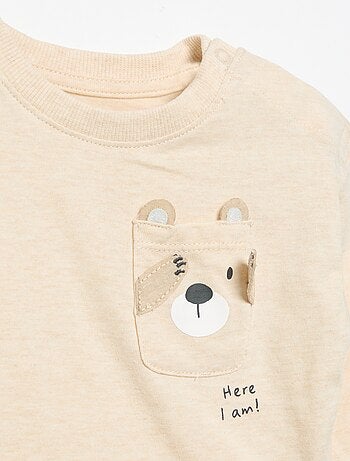 T-shirt a maniche lunghe con tasca animata
